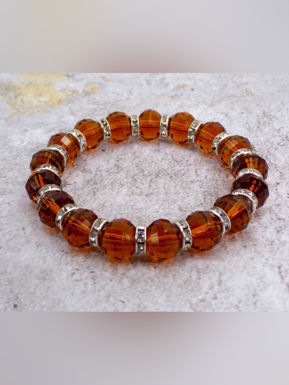 Brown color glass bead stretch bracelet with crystal spacer beads New